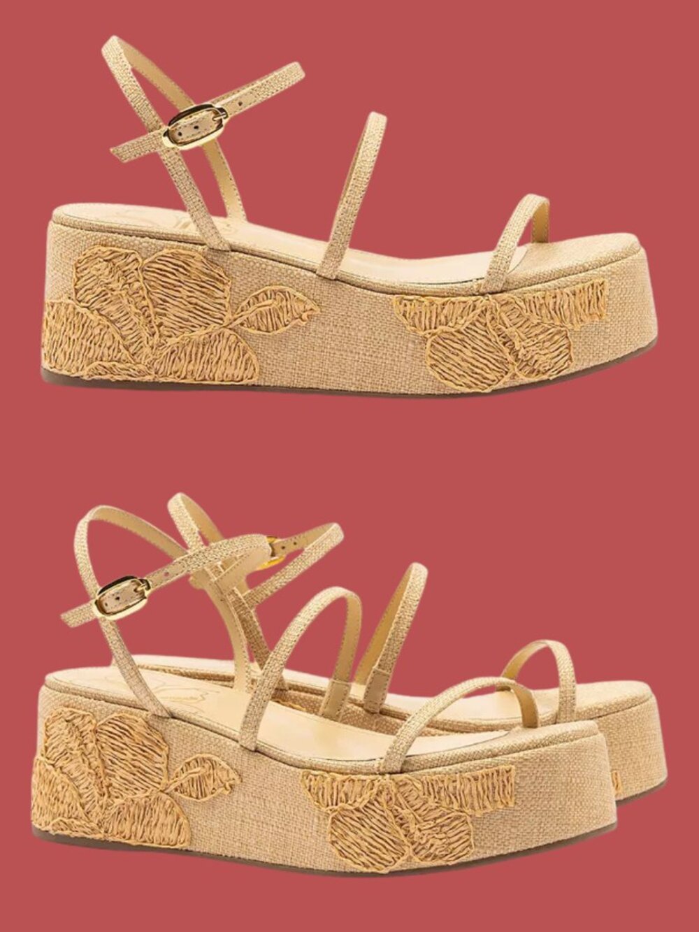 Larroude Gio Raffia Flatform Sandal